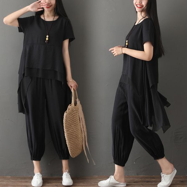 

two piece loose coat oversized irregular patchwork + loose legged pants in summer 2019 ulhwj, Gray