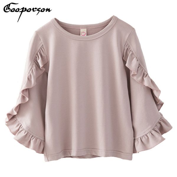 

new girls shirt long sleeve ruffes kdis girl autumn elegant tee shirt new design fashion clothes children outwear outfits y200704, Blue