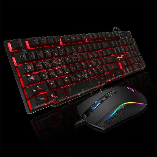 

gaming keyboard home waterproof non slip adjustable brightness with backlit cool mechanical feeling abs usb port english russian
