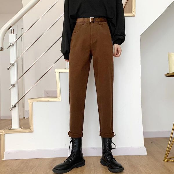

women's jeans zhisilao straight women plus size vintage solid high waist denim pants boyfriend mom with belt 2021 streetwear, Blue