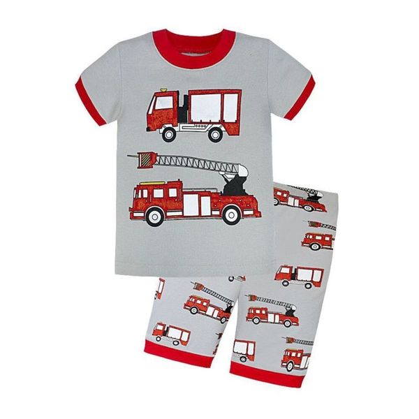 

children's summer new home wear pajamas children cartoon car short sve two piece set, Blue;red