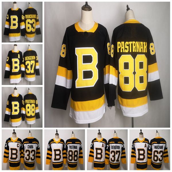 

63 brad marchand men'sboston bruins hockey jersey 88 david pastrnak 33 zdeno chara 37 patrice bergeron joakim nordstrom 40 rask jerseys, Black