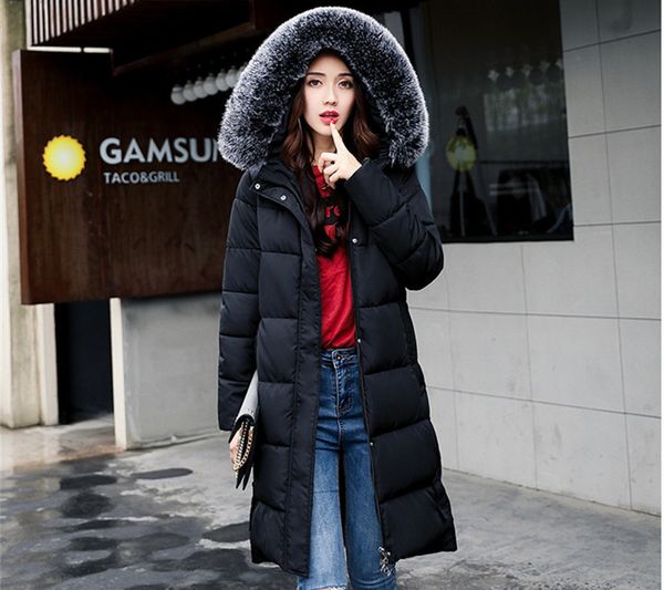 

2021 new new unfurled parkas style fur collar with hood female winter coat quilted warm jacket mujer wxf462 qohx, Black