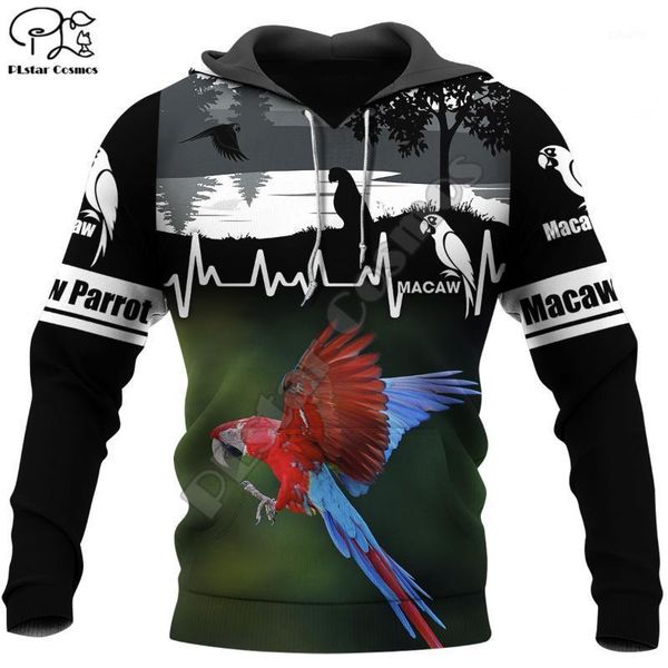 

plstar cosmos animal macaw parrot new sweatshirt retro funny streetwear 3d printed zipper hoodie jacket pullover style-131, Black