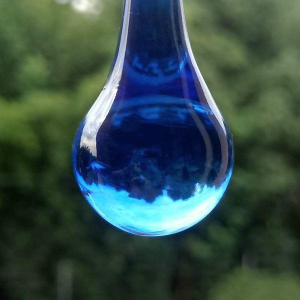 

10pcs blue crystal suncatcher raindrop crystal chandelier parts prism drop icicle pendant diy wedding decor 60mm h jllyhr