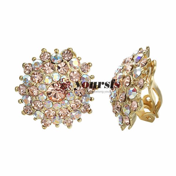

yoursfs sparkly cluster shinning cubic zirconia lurxury clip on earrings for women wedding jewelry for non pierced ears, Silver