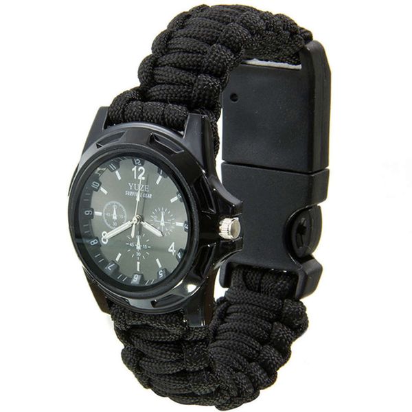 

watch umbrella rope army weaving swiss fashion sports watch outdoor multifunctional tactics table, White;black