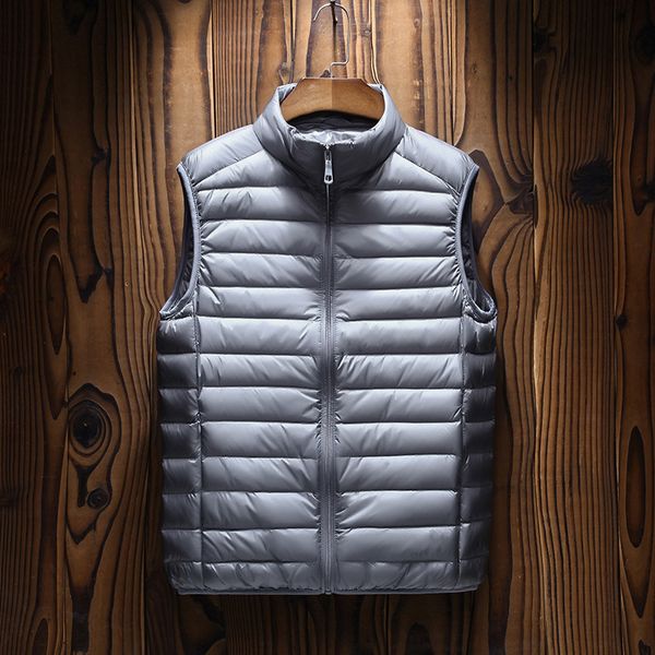 

new autumn and down jacket short fashion casual versatile winter men's light stand collar vest, Black;white