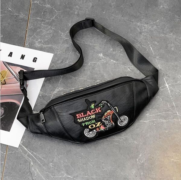 

wholesale men handbag embroidery fashion shoulder bag street trend rivet purse outdoor leisure multifunctional rivets mens chest bags