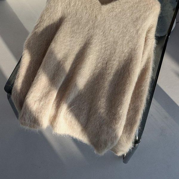 

women sweater winter new plush sweater coat loose lazy camel mohair women, White;black