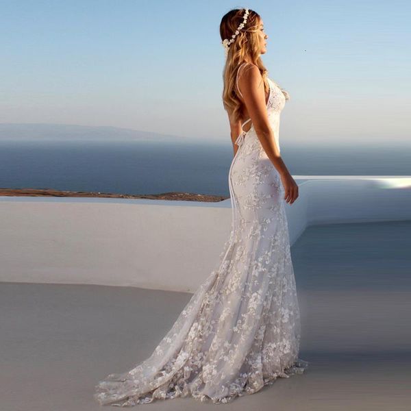 

summer white lace bohemian long beach dress low back backless open back mermaid dresses women wedding travel dresses, Black;gray