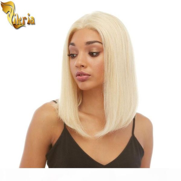 

short bob straight 613 blonde 13x4 lace front wig full lace human hair wig preplucked natural hairline with baby hair 8~14inches for women, Black;brown