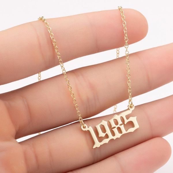

chokers fashion year number necklaces for women or men custom 1980 1989 2000 birthday gift from to 2021, Golden;silver