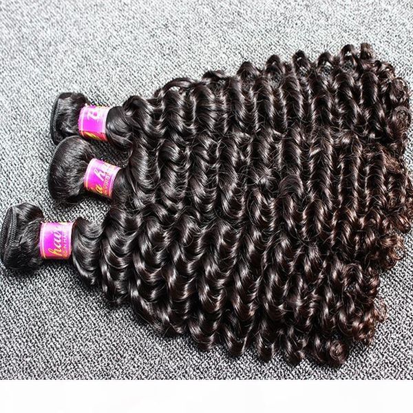 

4pcs lot 8-30inch brazilian hair bundles virginhair deep wave weaves human hair weft unprocessed natural color ing, Black
