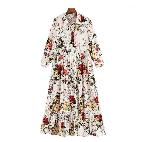 

deat] 2020 spring autumn new fashion tide women v-neck knee-length three quarter printing a-line temperament dress 13a4861, Black;gray
