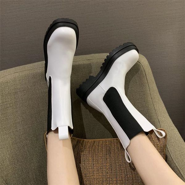 

cootelili boots платформы женщин botas осень зима теплые сапоги удобные сапоги 4.5cm каблук для дам скольжение на женщин обувь 35-40 201020, Black