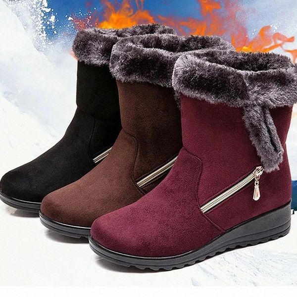 

Women Boots Wedges Shoes Ankle Snow Boots Faux Suede Winter Shoes Woman ladies Booties Botas De Mujer #jG8f, Black