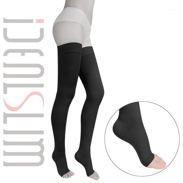 

idealslim 23-32mmhg graduate compression stockings women open toe long socks for varicose veins1, Black;white