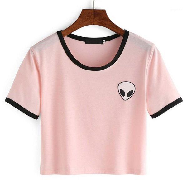 Venta al por mayor- Buena calidad Impresión 3D Aliens Crop Top Camiseta de manga corta Mujeres Camisetas Adolescentes Camisetas Casual Summer Women Tops1