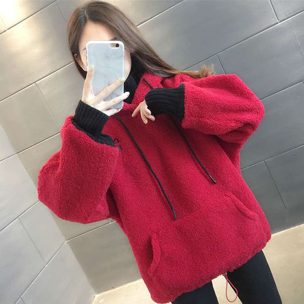 

lambs wool cashmere sweater women's clothing 2020 new autumn and winter thickened versatile loose benmingnian foreign style european, Black