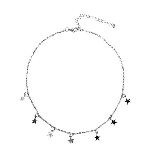 

chokers design women fashion alloy stars pendant necklace wedding crystal jewelry gift accessory delicate, Golden;silver