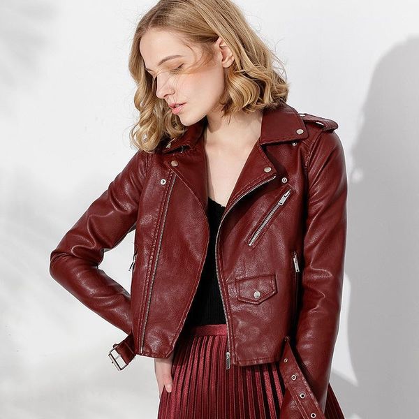 

instylish women short faux leather biker jacket fashion bright colors black bomber motorcycle coat female soft pu leather jacket1