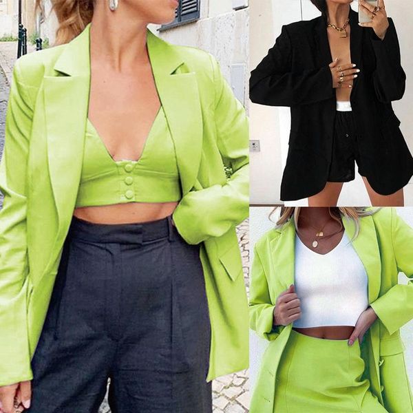 

women's suit jacket oversized autumn long jacket simple casual slim long sleeve suit, Black;brown