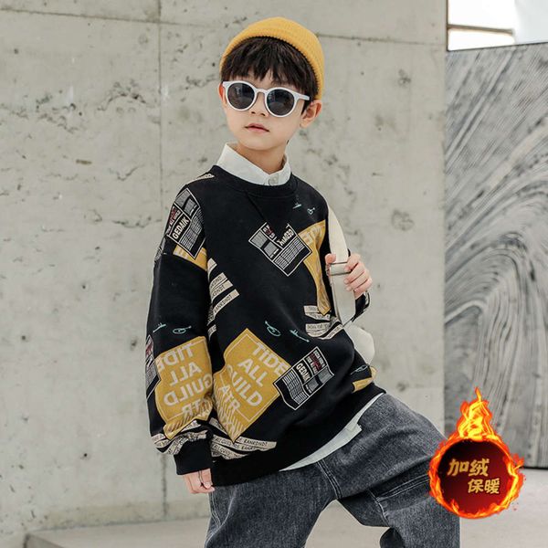 

sweater plush boys' with autumn and winter thickened, Black