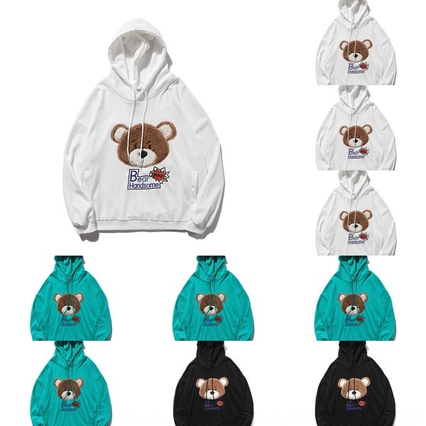 

v2o7e frenchs одежды весной и осенью одежда пара wearhoodie одежда пара ткань прекрасный вставили наряд плюшевый медведь с капюшоном свитер, Black