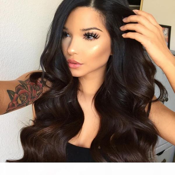 

brazilian body wave 130% full lace human hair wigs glueless full lace wigs remy hair pre plucked natural hairline, Black;brown