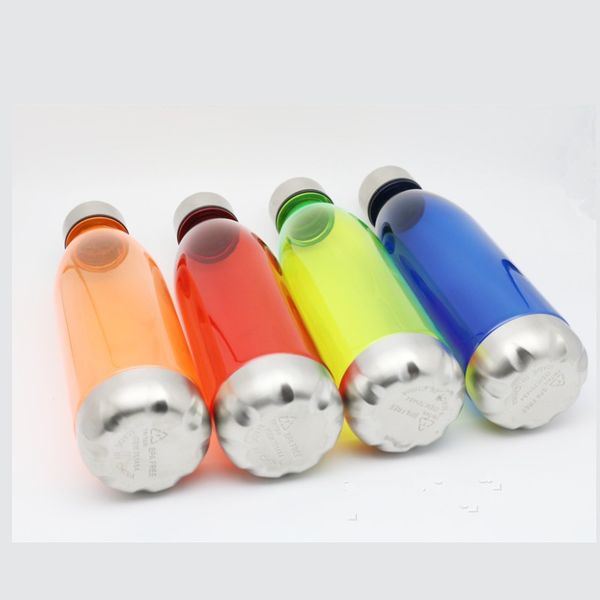 

750ml sport water bottles cola bottle shape tritan non toxic plastic reusable flask with stainless steel leak proof twist off ca 42 g2