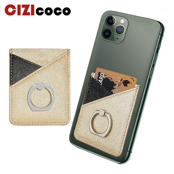 

new mobile phone back cards holder wallet credit id card pocket adhesive sticker phone pouch bag card case1, Brown;gray