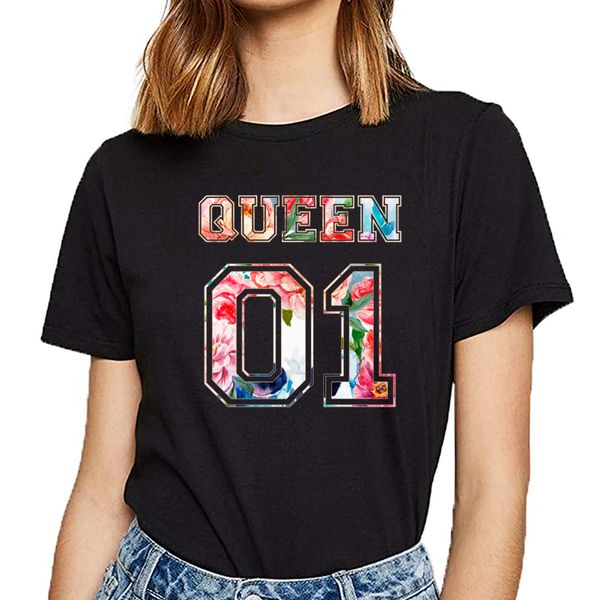 

t shirt women 01 king and queen basic black print female tshirt sport hooded sweatshirt hoodie