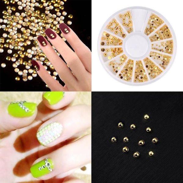 

nail art decorations silver gold half-circle 3d rhinestone diy stickers y9i6