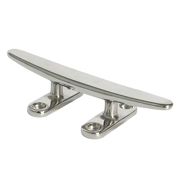 

8\" boat stainless steel rope cleat open base low flat marine grade polished