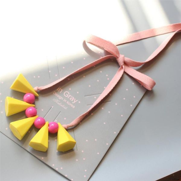 

kids children girl necklace cute acrylic beads geometric japan korean handmade gifts apparel accessories wholesale, Silver