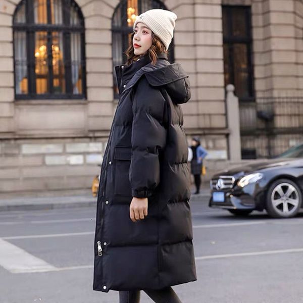

down women's wear korean version loose medium length over knee cotton padded jacket 2020 winter new thickened, Black