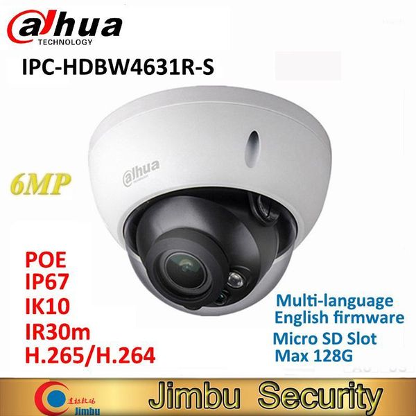 

dahua 6mp ip dome camera ipc-hdbw4631r-s cctv wdr camera multi-language h.265 support poe sd slot ir30m ik10 ip671