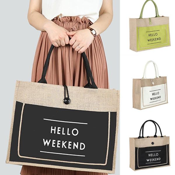 

women linen tote large capacity casual shoulder bag daily handbag beach shopping bag new