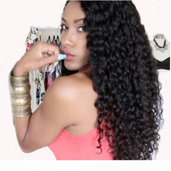 

lace front natural color human hair wigs for black women kinky curly long virgin hair full lace with baby hair bleached knots, Black;brown