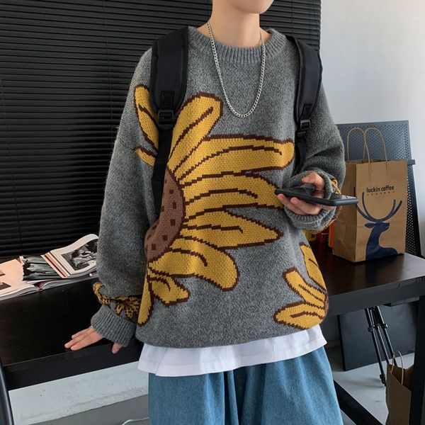 

men's jersey 2021 autumn new lean chrysanthemum lazy knitting 6dbn, Black