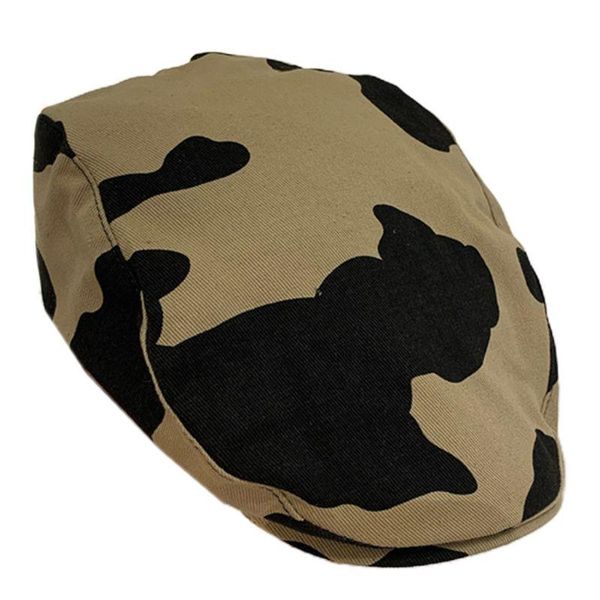 

women girl cow pattern cotton beret british artist vintage cap elegant lady hat 449f, Blue;gray