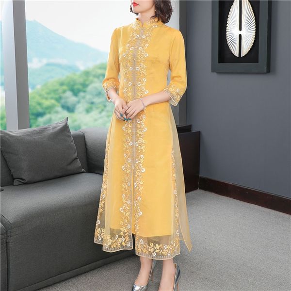 

chinese improved dress literature cheongsam cheongsam and art women's clothing forest chinese style tang dynasty women's slim long, Black;gray