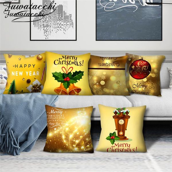 

fuwatacchi christmas cushion covers decoration gold xmas pillow covers for home sofa decorative pillowcases funda cojin