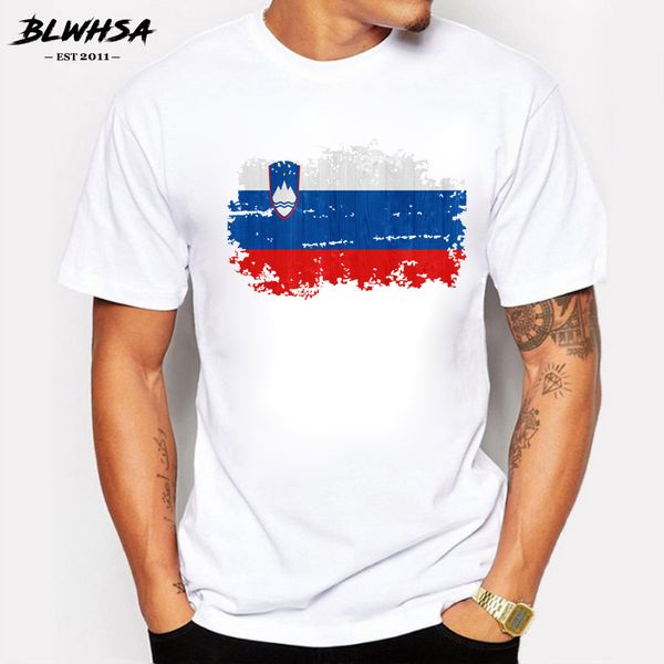 

спорт blwhsa новый ностальгический стиль словении национальный флаг printed t shirt мужчины с коротким рукавом хлопок словения вентиляторы c
