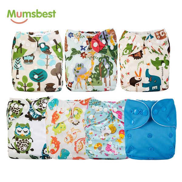 

mums 7pcs/set wholesale diaper cute printed baby cloth diapers adjustable washable babies nappies infants diapers 1016
