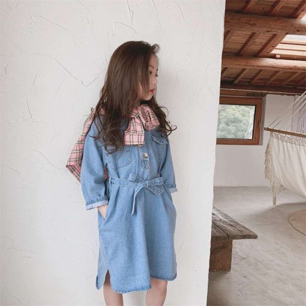 

denim children's autumn new girls' tethered drs wl9stlwm, Red;yellow