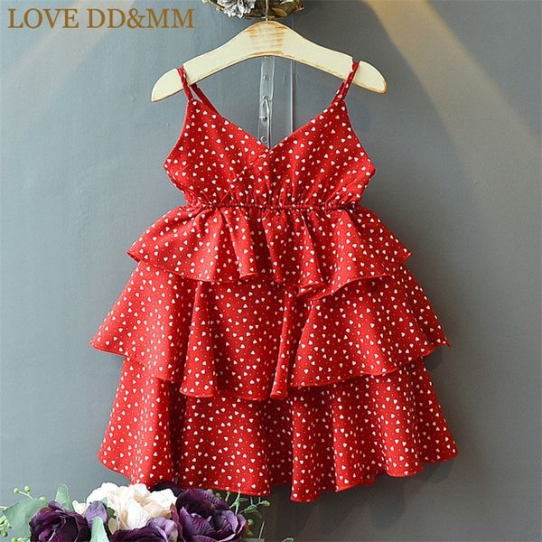 

love dd&mm girls dresses 2020 summer new children's wear girls foreign gas sling tube love chiffon sweet cake dress y200623, Red;yellow