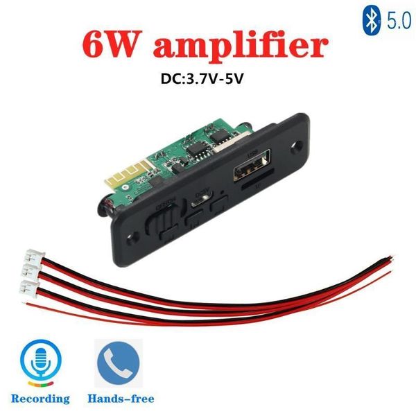

5v hands-mp3 player decoder board 5v bluetooth 5.0 6w car fm radio module support fm tf usb aux recorders1