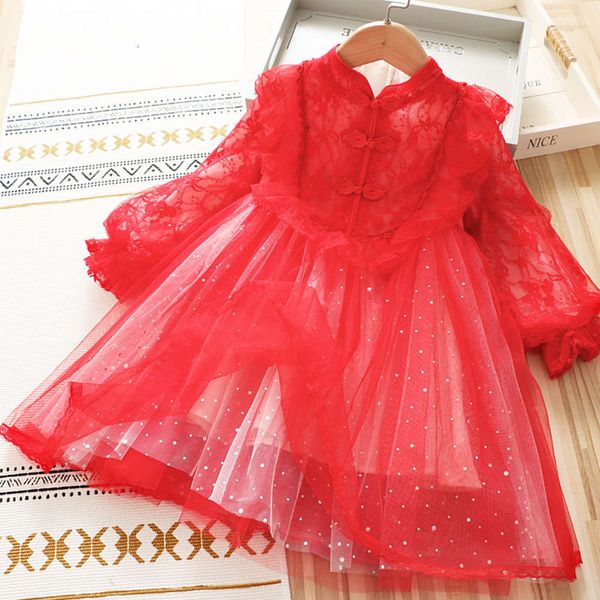 

collar spring wtern drs girl's 2021 cheongsam sle flash sve princs skirt gdxdy5iu, Red;yellow